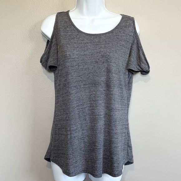 Old Navy Cold Shoulder Short Sleeve Top Gray Womens Small - Picture 1 of 6